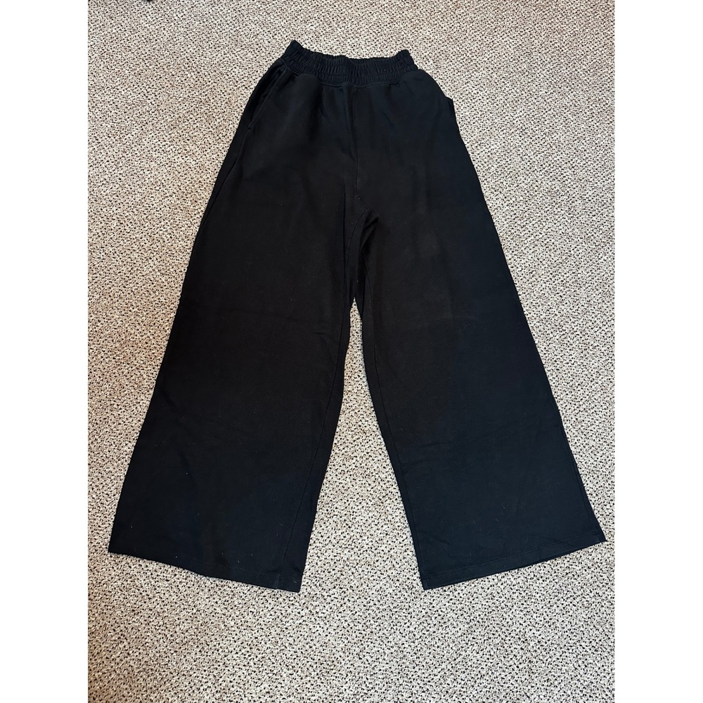 HM Divided Black Wide Leg Sweatpants High Waisted Fleece Lounge Pants XS